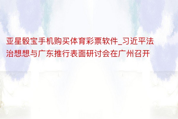 亚星骰宝手机购买体育彩票软件_习近平法治想想与广东推行表面研讨会在广州召开