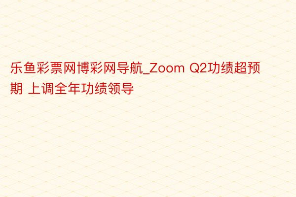 乐鱼彩票网博彩网导航_Zoom Q2功绩超预期 上调全年功绩领导